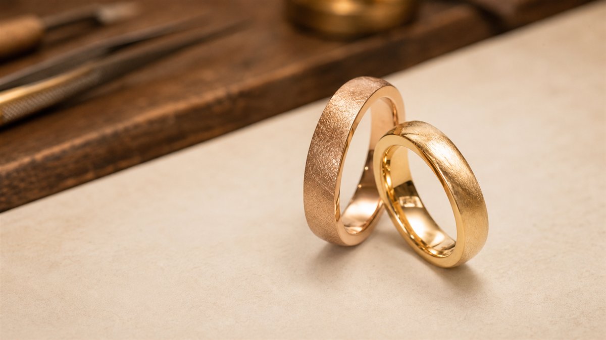 Goldene Trauringe in Nahaufnahme